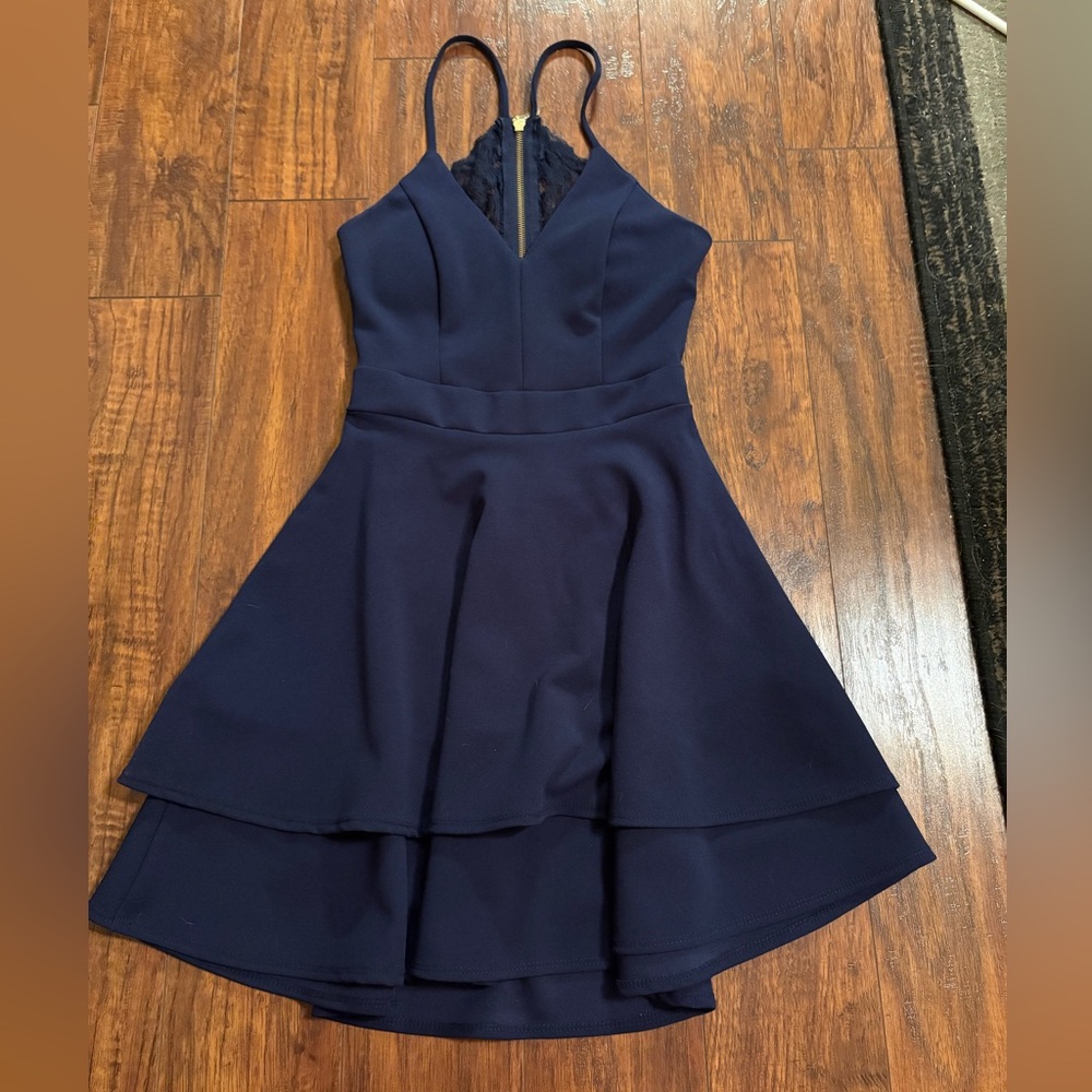 B. Smart Navy Layered Mini Dress